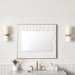 James Martin Soleil 36" Mirror in Matte White with Gold, shown in a bathroom setting