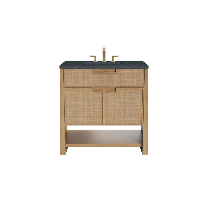 Solene 36" Single Vanity, Seaside Oak, w/ 3 CM Charcoal Soapstone Quartz Top