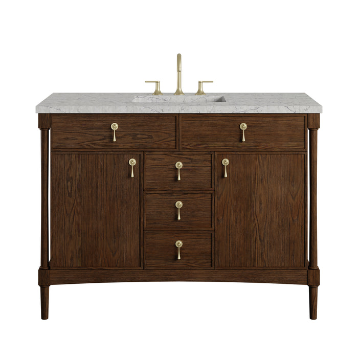 Kinnsden 48" Single Vanity, Sable Oak w/ 3 CM Eternal Jasmine Pearl Silestone Top