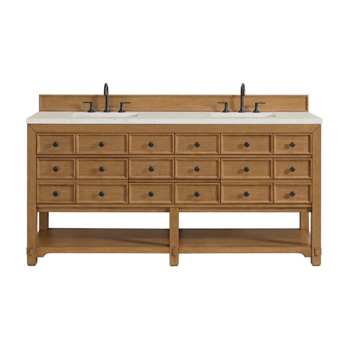 Malibu 72" Double Vanity, Amber Birch w/ 3 CM Lime Delight Top