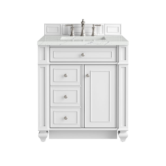 Bristol 30" Single Vanity, Bright White w/ 3 CM Ethereal Noctis Silestone Top