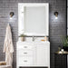 James Martin Addison 36" Single Bathroom Vanity in Glossy White, shown in a bathroom setting