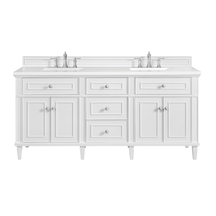 Lorelai 72" Double Vanity, Bright White w/ 3 CM Lime Delight Silestone Top