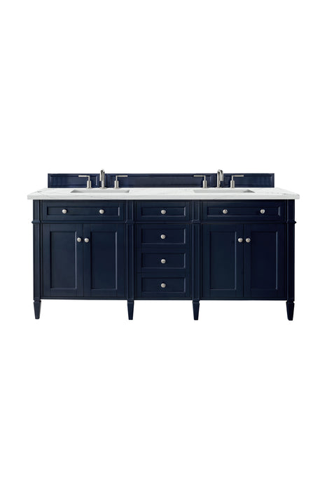 Brittany 72" Double Vanity, Urban Gray w/ 3 CM Victorian Silver Silestone Top w/FreePower Wireless Charger