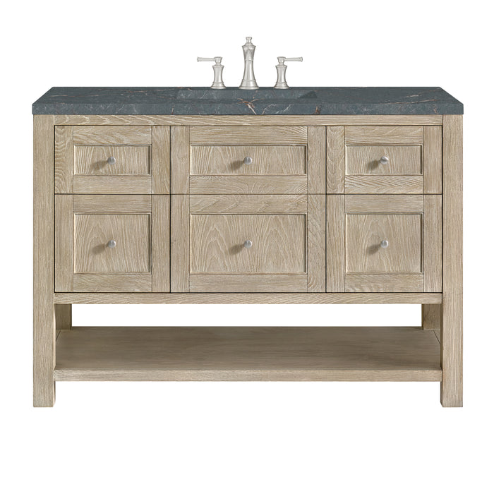 Breckenridge 48" Single Vanity, Serenity Blue, w/ Single Hole 3 CM White Zeus Quartz Top & Backsplash