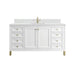 Chicago 60" Single Vanity, Glossy White, w/ Single Hole 3CM White Zeus Silestone® Top & Backsplash