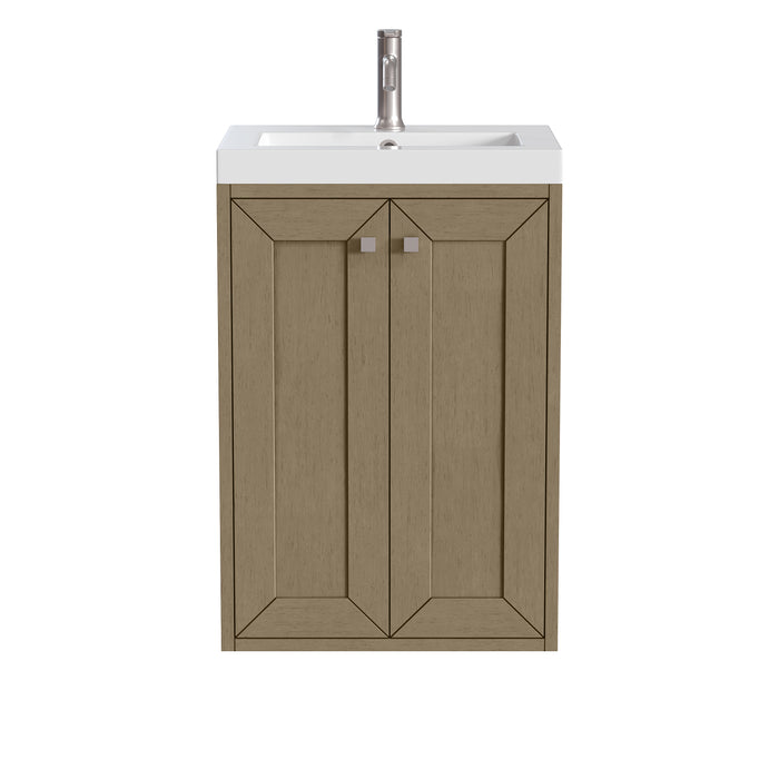 Chianti 20" Single Vanity, Walnut Whisper w/ White Glossy Composite Stone Top