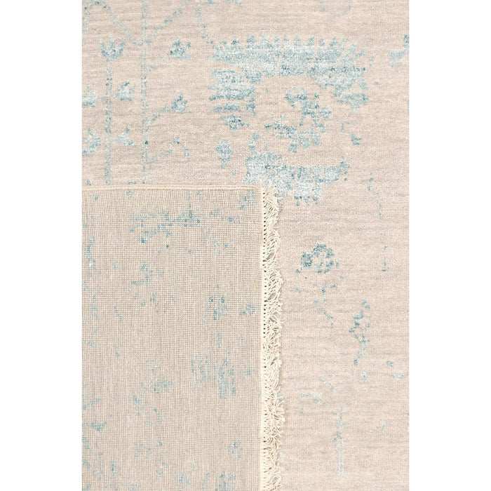Pasargad Home Transitional Collection Hand Knotted Bsilk & Wool Area Rug, 8'11" X 11' 8", Silver/Aqua vase-3009 9x12