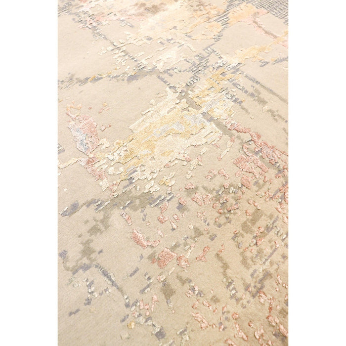Pasargad Home Modern Collection Hand-Knotted Silk & Wool Area Rug-10' 3" X 14' 6", Beige/Grey PRJ-8d 10x15