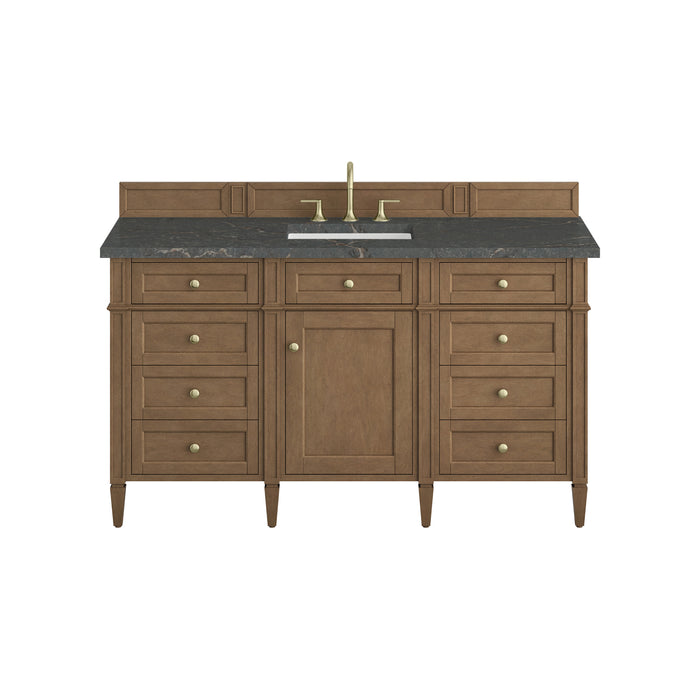 Brittany 60" Single Vanity, Bright White w/ 3 CM Victorian Silver Silestone Top