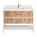 Olena 48" Single Vanity, Light Mappa Burl and Polished White w/ Single Hole 3 CM White Zeus Silestone Top & Backsplash