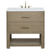 Lucian 36" Single Vanity, Pebble Oak w/ 3 CM White Zeus Silestone Widespread Top