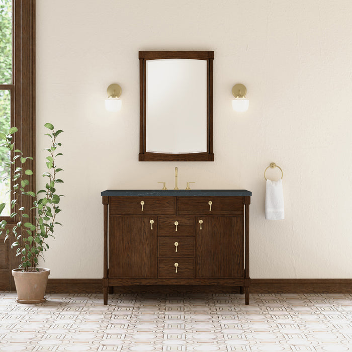 Kinnsden 48" Single Vanity, Weathered Oak w/ 3 CM Eternal Jasmine Pearl Silestone Top w/FreePower Wireless Charger
