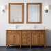 James Martin Brittany 72" Double Bathroom Vanity in Saddle Brown, shown in a bathroom setting