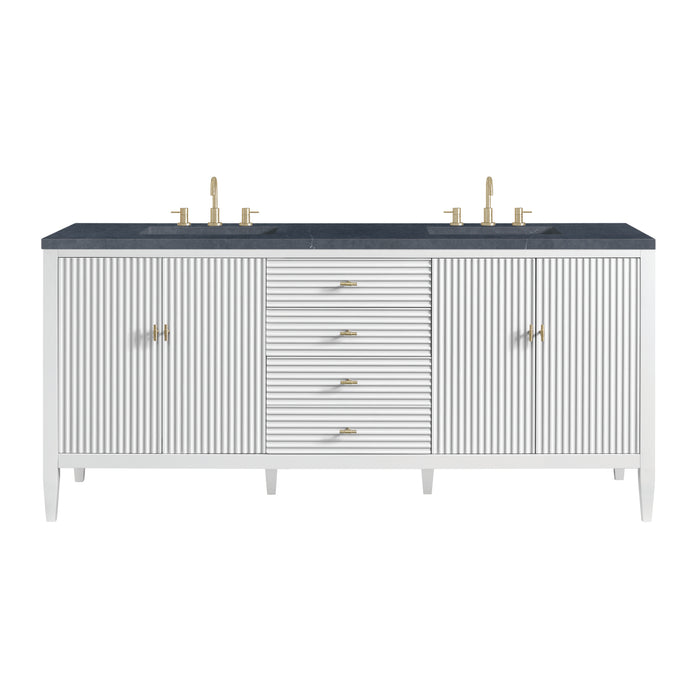 Myrrin 72" Double Vanity, Bright White w/ 3 CM Charcoal Soapstone Silestone Top