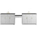 Bellshire 120" Dual Vanity Set with 24" Make-Up Counter, Bright White w/3 cm Parisien Bleu Silestone Top