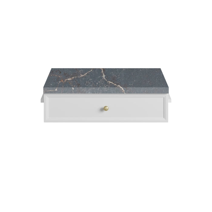 Bellshire 24" Drawer Unit, Bright White w/ 3 CM Parisien Bleu Silestone Top