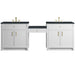 Bellshire 96" Dual Vanity Set with 24" Make-Up Counter, Bright White w/3 cm Charcoal Soapstone Silestone Top
