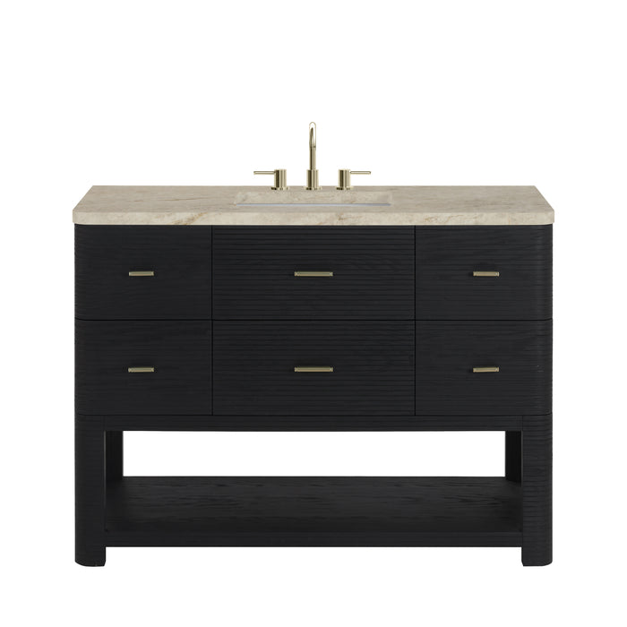 Lucian 48" Single Vanity, Carbon Oak, w/ 3 CM Tajnar Eclos Top w/FreePower Wireless Charger