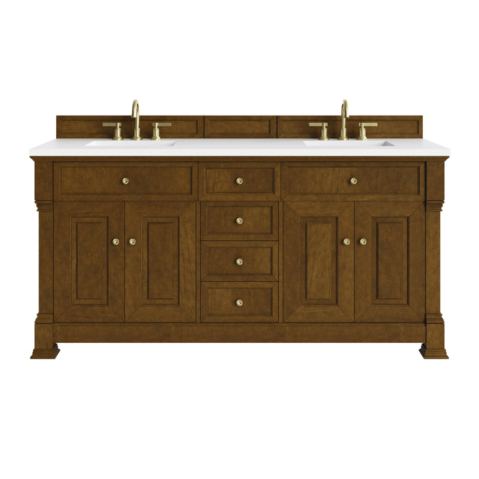 Brookfield 72" Double Vanity, Honey Oak, w/ 3 CM Tajnar Eclos Top
