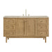 Laurent 60" Single Vanity, Light Natural Oak, w/ 3 CM Eternal Jasmine Pearl Quartz Top