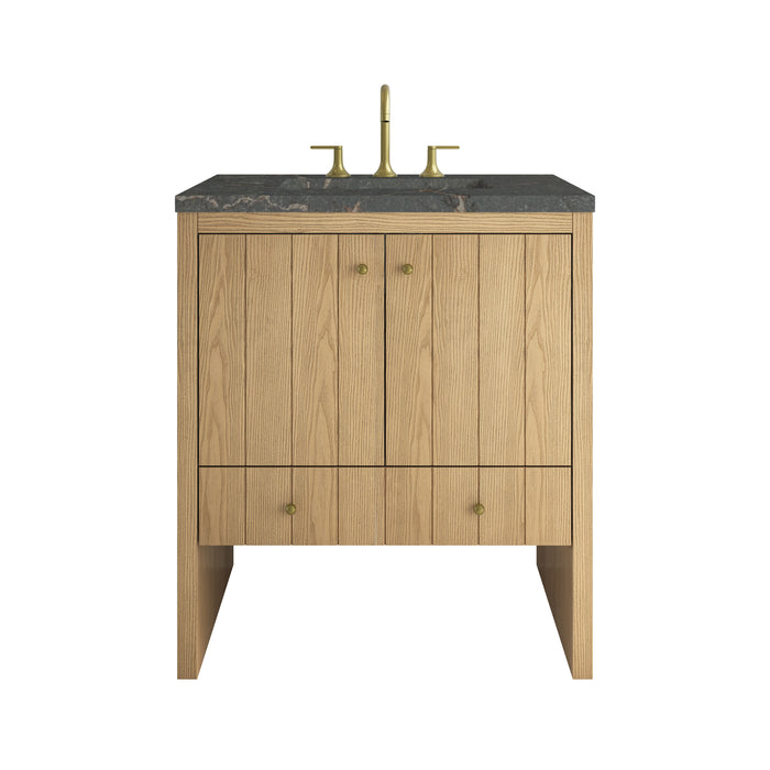 Hudson 30" Single Vanity, Light Natural Oak w/ 3 CM Parisien Bleu Silestone Top