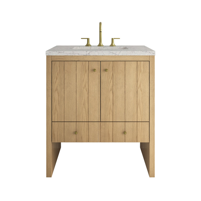 Hudson 30" Single Vanity, Light Natural Oak w/ 3 CM Eternal Jasmine Pearl Silestone Top