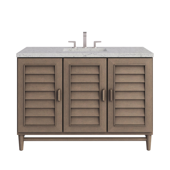 Portland 48" Single Vanity Whitewashed Walnut w/ 3 CM Eternal Jasmine Pearl Silestone Top
