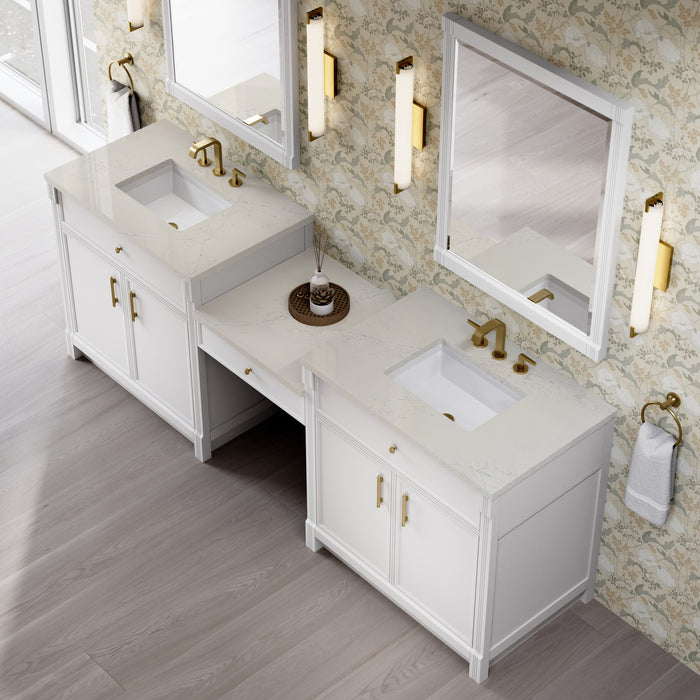 James Martin Vanities Bellshire 96" Dual Vanity Set with 24" Make-Up Counter