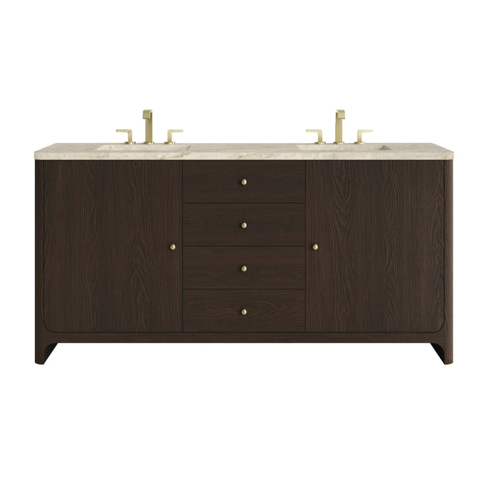 Gracyn 72" Double Vanity, Sable, w/ 3 CM Victorian Silver Quartz Top
