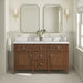 James Martin Lorelai 60" Double Bathroom Vanity in Mid-Century Walnut, shown in a bathroom setting