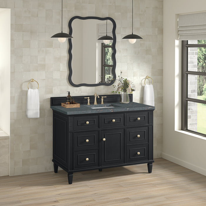 Lorelai 48" Single Vanity, Whitewashed Oak w/ 3 CM Eternal Jasmine Pearl Silestone Top