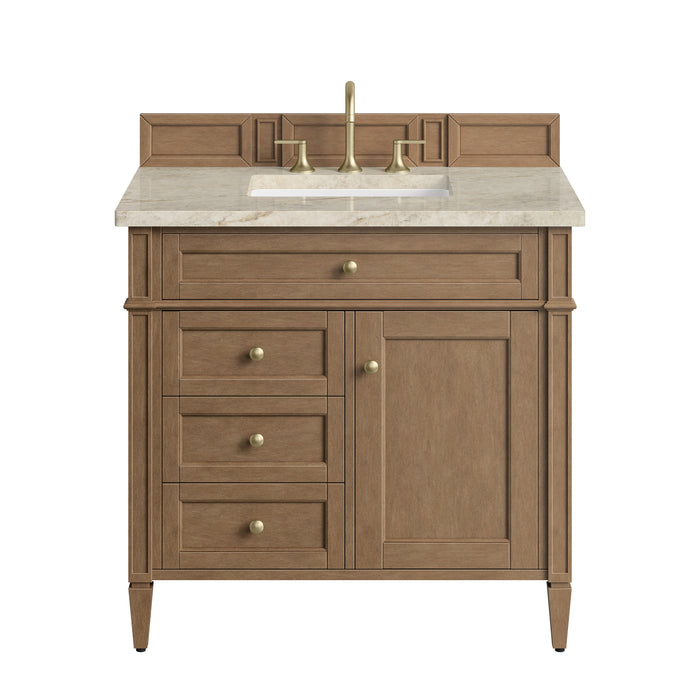 Brittany 36" Single Vanity, Pecan w/ 3 CM Tajnar Eclos Top