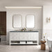 Breckenridge 72" Double Vanity, Whitewashed Oak w/ 3 CM Carrara White Marble Top