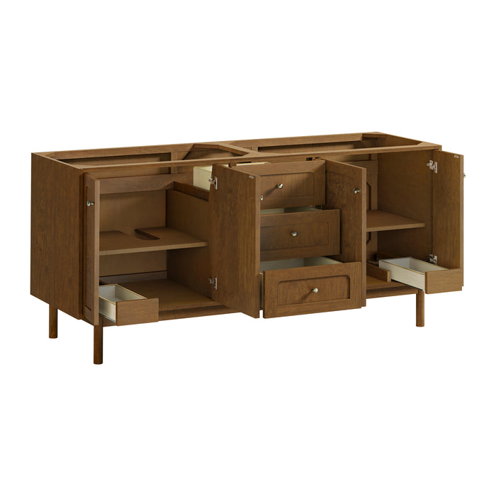 Laurent 72" Double Vanity, Light Natural Oak, w/ 3 CM Siberian Silestone Top