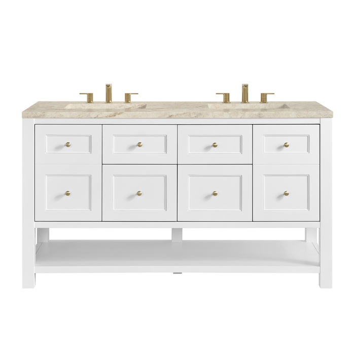 Breckenridge 60" Double Vanity, Bright White, w/ 3 CM Tajnar Eclos Top