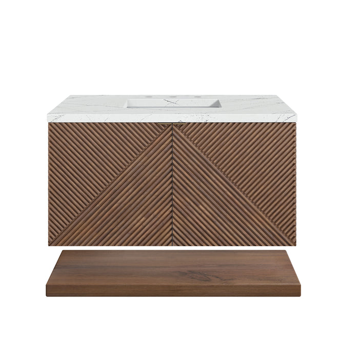 Marcello 36" Single Vanity, Chestnut w/ 3 CM Ethereal Noctis Top