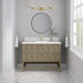 James Martin Emmeline 48" Single Bathroom Vanity in Pebble Oak, shown in a bathroom setting