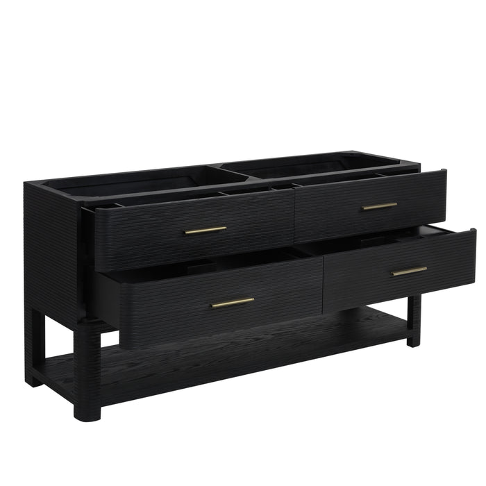 Lucian 72" Double Vanity, Pebble Oak, w/ 3 CM Phantome Eclos Widespread Top