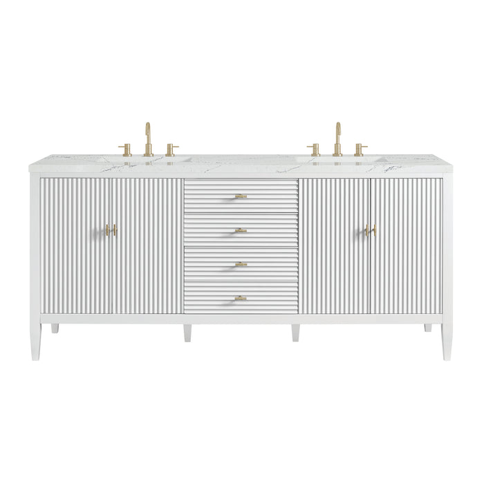 Myrrin 72" Double Vanity, Bright White w/ 3 CM Ethereal Noctis Silestone Top