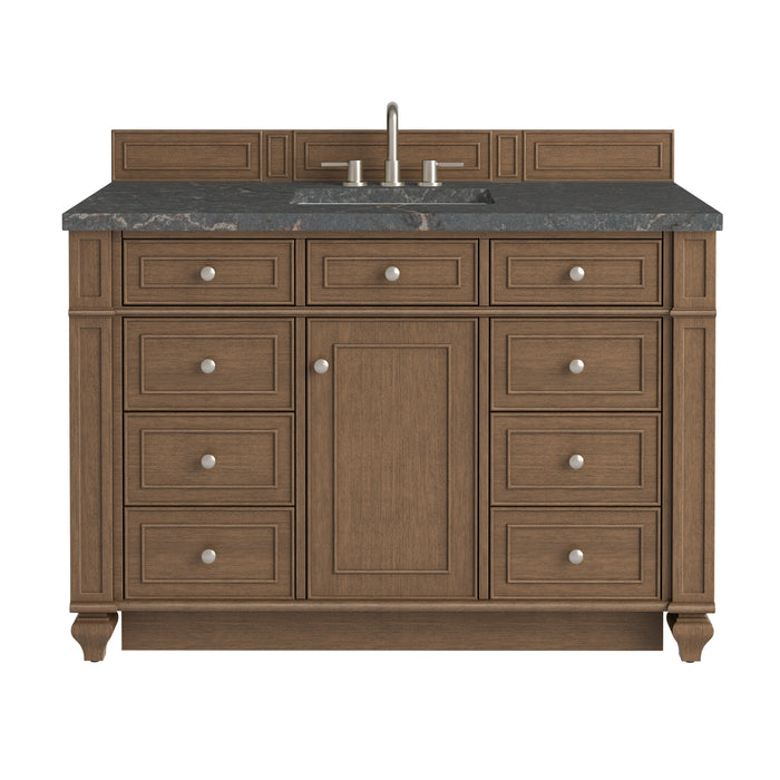 Bristol 48" Single Vanity, Saddle Brown w/ 3 CM Eternal Jasmine Pearl Silestone Top