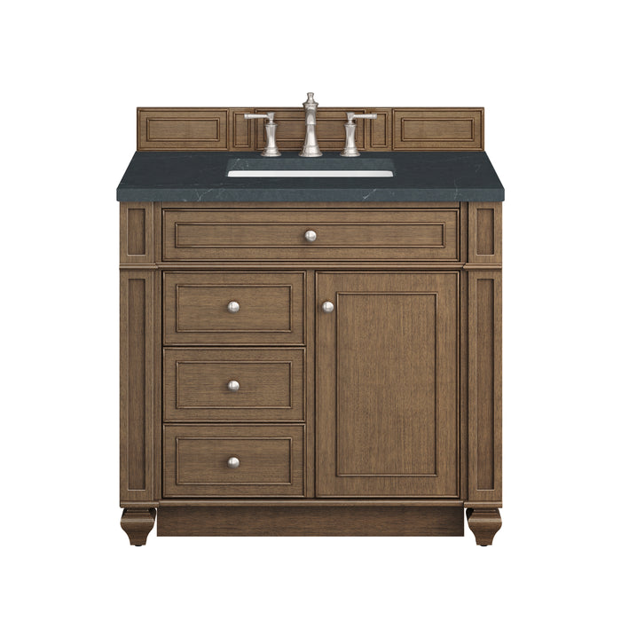 Bristol 36" Single Vanity, Saddle Brown w/ 3 CM Charcoal Soapstone Silestone Top
