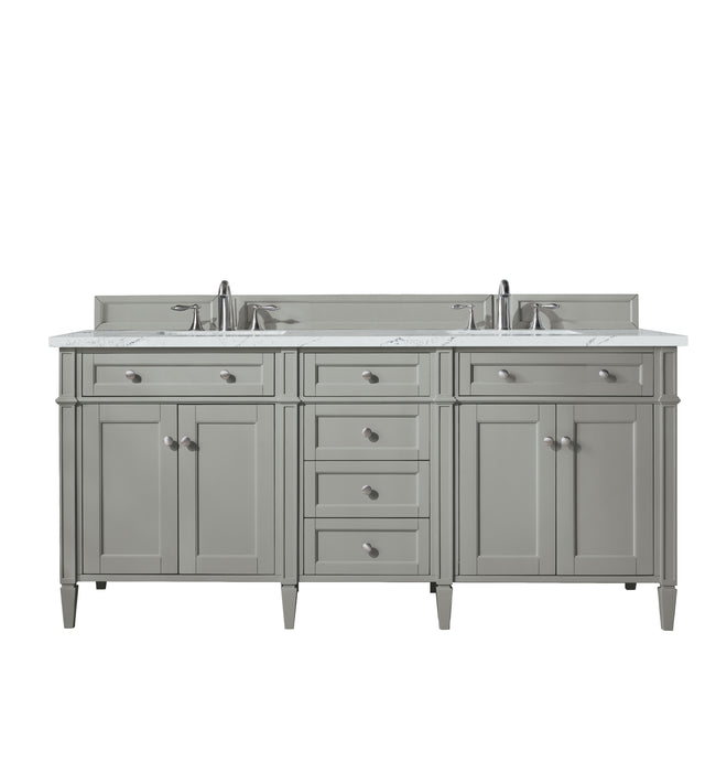 Brittany 72" Double Vanity, Smokey Celadon w/ 3 CM Eternal Jasmine Pearl Top w/FreePower Wireless Charger