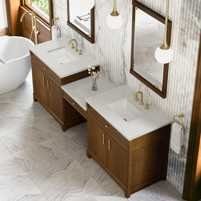 James Martin Vanities Bellshire 96" Dual Vanity Set with 24" Make-Up Counter