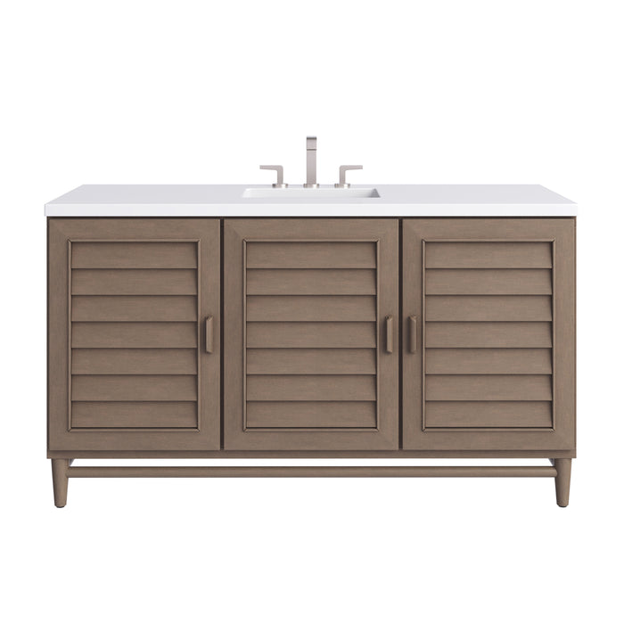 Portland 60" Single Vanity Whitewashed Walnut w/ 3 CM White Zeus Silestone Top