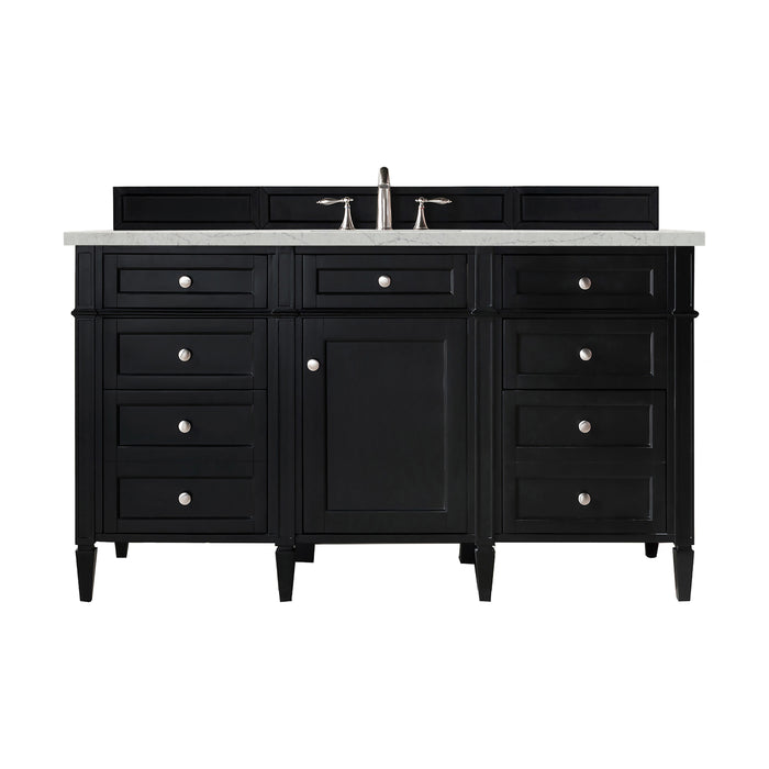 Brittany 60" Single Vanity, Black Onyx, w/ 3 CM Eternal Jasmine Pearl Silestone Top