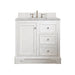 De Soto 36" Single Vanity, Bright White w/ 3 CM Victorian Silver Silestone Top
