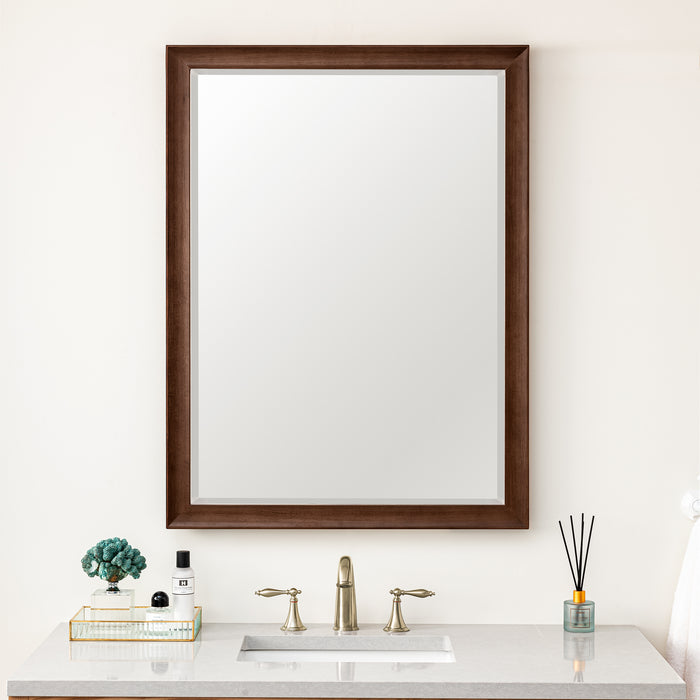 James Martin Glenbrooke 30" Mirror in Mid-Century Walnut, shown in a bathroom setting