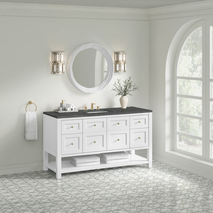 Breckenridge 60" Single Vanity, Whitewashed Oak, w/ 3 CM Lime Delight Quartz Top