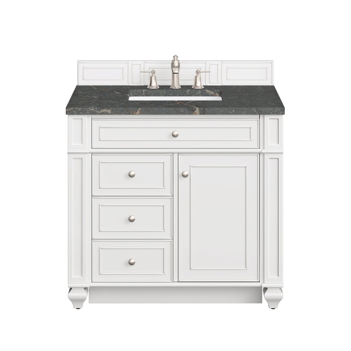 Bristol 36" Single Vanity, Bright White w/ 3 CM Parisien Bleu Silestone Top